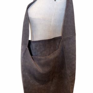 Monserat De Lucca Silver Metallic Suede Hobo Shoulder Bag